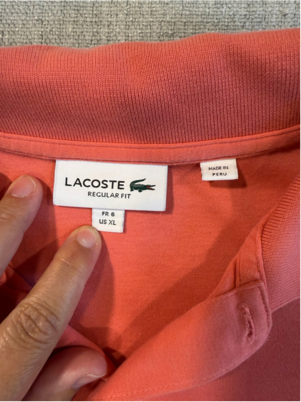 Lacoste Coral peach Regular Fit Polo Shirt mens size XL - Picture 4 of 9